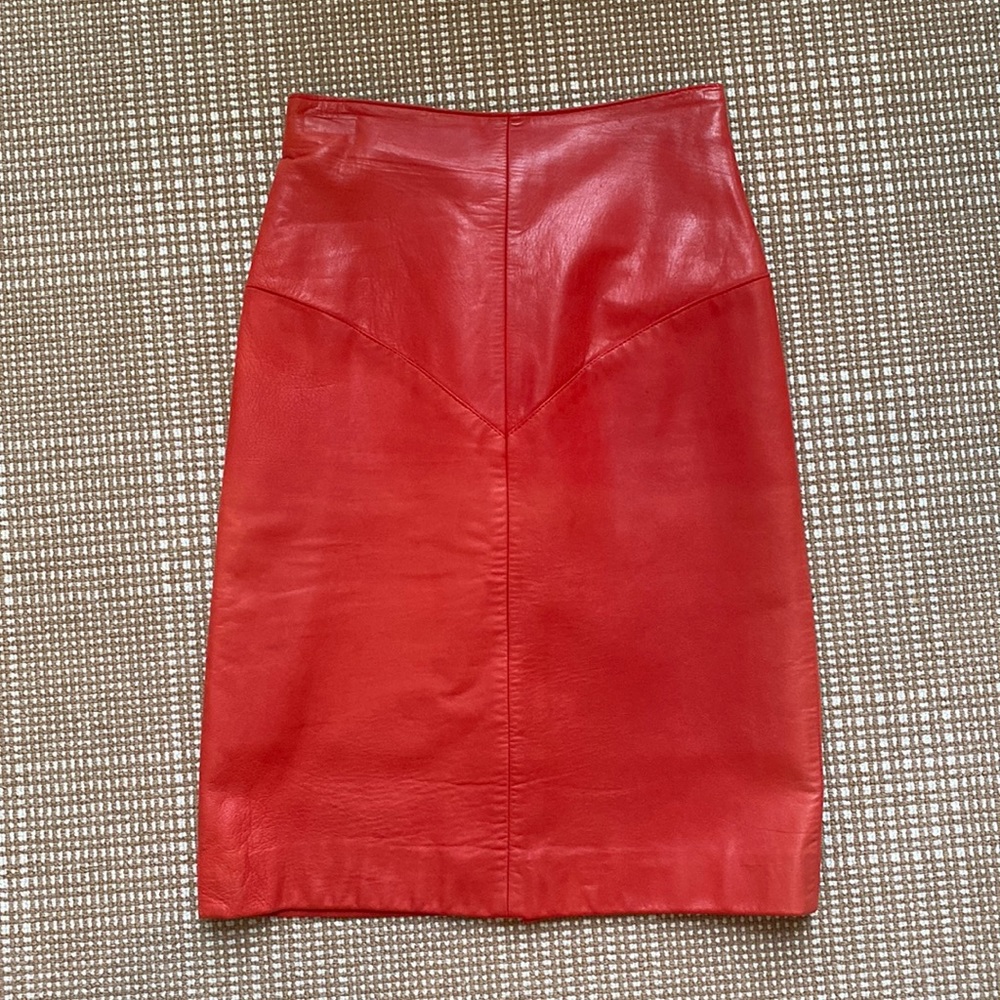 Vintage orange leather skirt